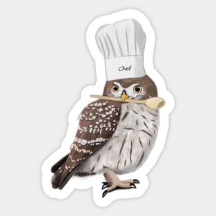 Little Owl Kitchen Chef Hat Cooking Funny Bird Sticker